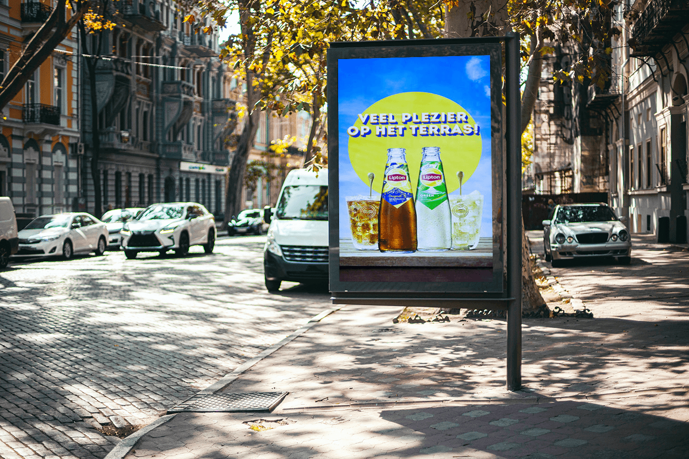 Reclamebord op straat